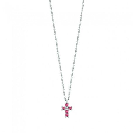 Bliss Jasmine Cross Halskette mit Rubinen und Diamant 20101468