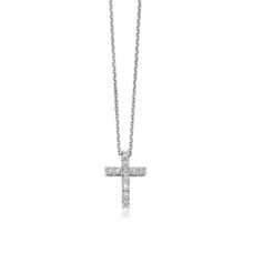 Miluna-Halskette aus Weißgold mit Kreuz und Diamanten – CLD4264