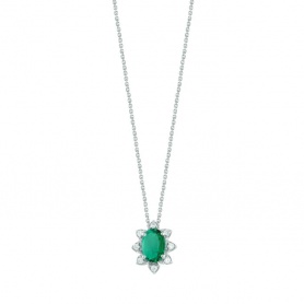 Bliss Vittoria necklace with natural Emerald and Diamonds - 20101366