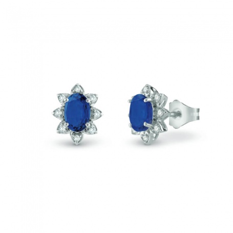 Bliss Vittoria earrings with blue Sapphire and Diamonds - 20101367