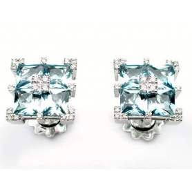 Salvini Quarter earrings with aquamarine and diamonds 20007265