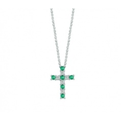 Collana croce Bliss Jasmine con smeraldi e diamanti - 20101473