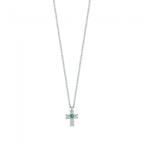 Collana croce Bliss Jasmine con smeraldo e diamanti - 20101466