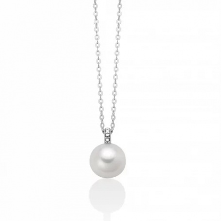 Miluna necklace in gold with 8mm white pearl - PCL6427