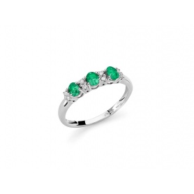 Miluna trilogy ring in white gold with Emeralds and Diamonds - LID3423