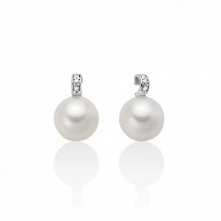 Miluna earrings with 8mm pearl and white gold - PER2666
