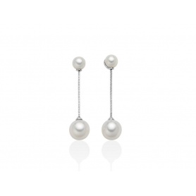 Orecchini Miluna con perle pendenti ed oro bianco - PER2573