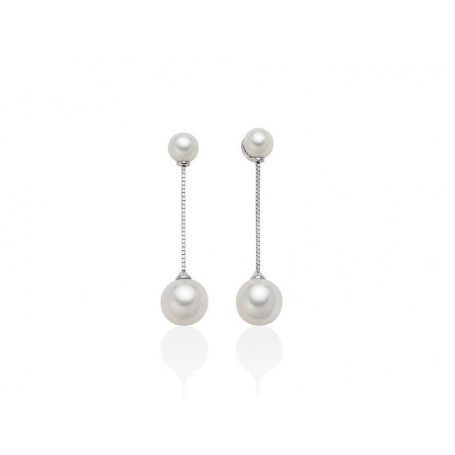 Miluna earrings with hanging pearls and white gold - PER2573