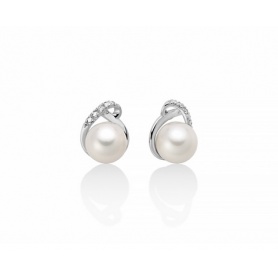 Miluna earrings in gold with pearl and diamonds - PER2664