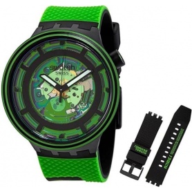 Swatch Come in Peace grün-schwarze Big Bold Uhr – SB01B125
