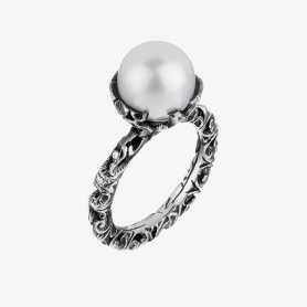 Pura Maria und Luisa Ring mit großer weißer Perle AA00120