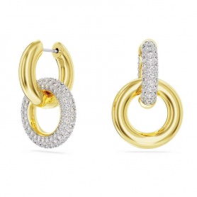 Dextera golden double hoop earrings from Swarovski - 5668818