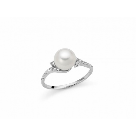 Miluna Ring with Pearl and Diamonds 0.12ct - PLI1665