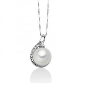 Miluna necklace in gold with pearl and diamonds - PCL6425