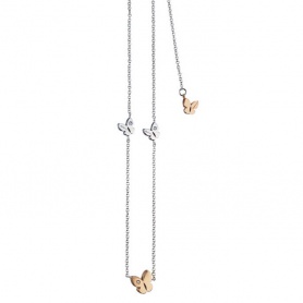 Salvini Happiness butterfly necklace in white and pink gold and diamonds - 20018506