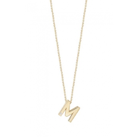 Bliss necklace with letter M pendant in yellow gold - 20090399