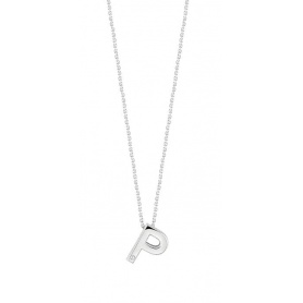 Bliss necklace with letter P pendant in white gold - 20090549