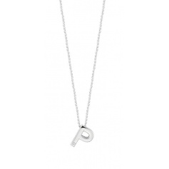 Bliss necklace with letter P pendant in white gold - 20090549