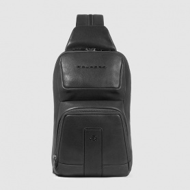 Piquadro Carl black leather one-shoulder backpack - CA5751S129/N