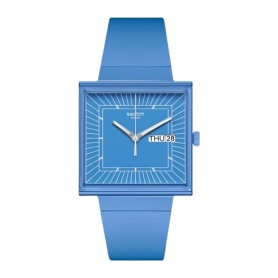 Swatch Bioceramic What If quadratische blaue Uhr – SO34S700