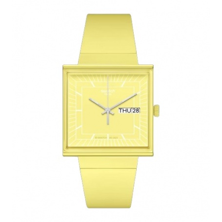 Swatch Bioceramic What If square lemon yellow watch SO34J700