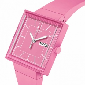 Swatch Bioceramic What If rosa quadratische Uhr – SO34P700