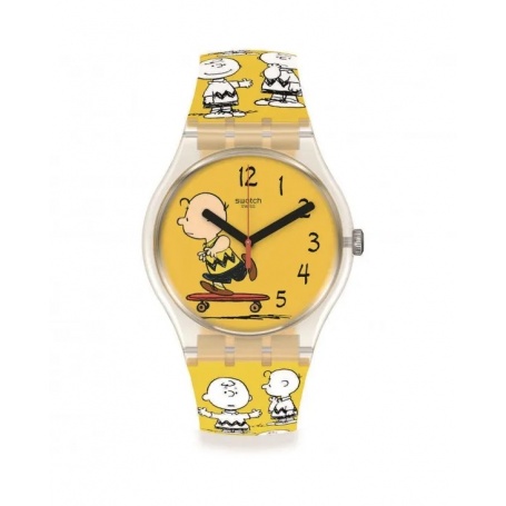Swatch Peanuts Pow Wow yellow watch New Gent - SO29Z101