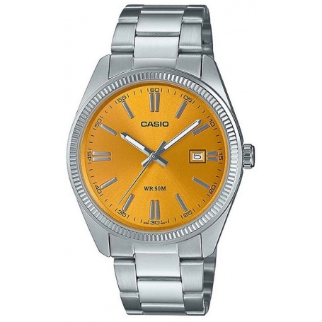 Casio men's steel watch with yellow dial MTP1302PD9AVEF