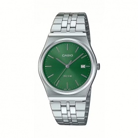 Casio men's watch in steel with green dial MTP-B145D-3AVEF