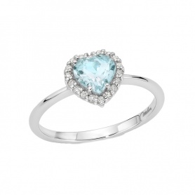 Miluna ring in gold with heart Aquamarine and diamonds - LID3763