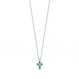 Bliss Jasmine Cross Necklace with Emeralds and Diamond 20101469