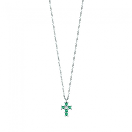 Bliss Jasmine Cross Halskette mit Smaragden und Diamant 20101469