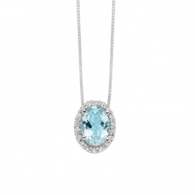 Miluna necklace in white gold with Aquamarine and Diamonds - CLD4721
