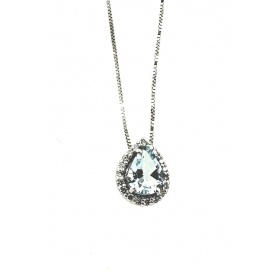 Miluna-Halskette aus Gold mit tropfenförmigem Aquamarin und Diamanten – CLD4723