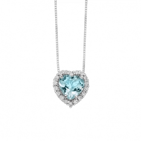 Miluna necklace in gold with heart Aquamarine and diamonds - CLD4720