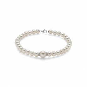 Miluna bracelet with white pearls and diamonds 0.021ct - PBR3560