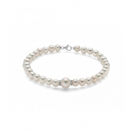 Miluna bracelet with white pearls and diamonds 0.021ct - PBR3560
