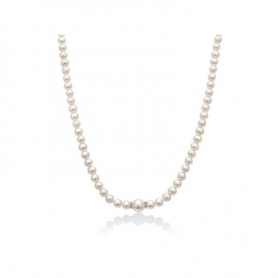 Miluna-Halskette aus weißen Perlen und Diamanten 0,021 ct – PCL6567
