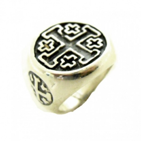 Silver ring with Crusader Cross-AN442
