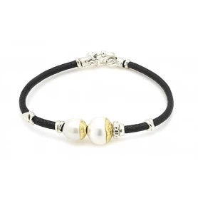 Misani Aurora-Armband mit weißen, goldenen und silbernen Perlen – B2169