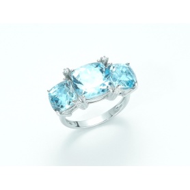 White gold ring with Blue Topaz and Diamonds - KLID1960