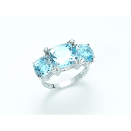 Ring Weissgold mit blauen Topas und Diamanten-KLID1960