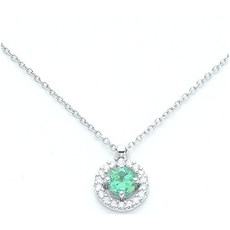 Choker-Halskette in Weissgold mit Smaragd und Diamanten-KCLD2888
