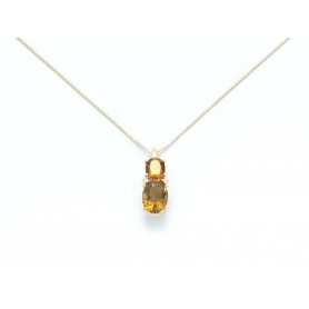Yellow gold necklace with Quartz Cognac - KCLD2444