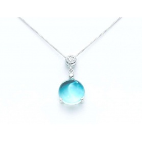 Gold necklace with Blue Topaz and Diamonds - KCLD2827