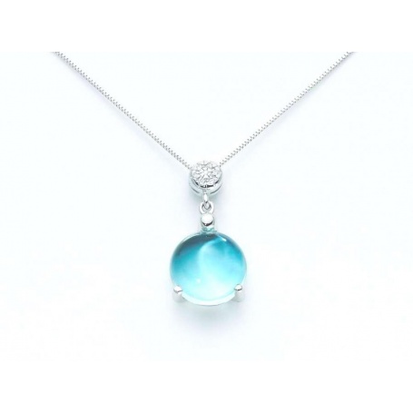 Gold necklace with Blue Topaz and Diamonds - KCLD2827