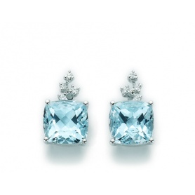 Gold Earrings with Blue Topaz and Diamond - KCLD2827