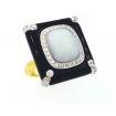 Gold Ring whit Opal Diamonds and Onix - ANA778100