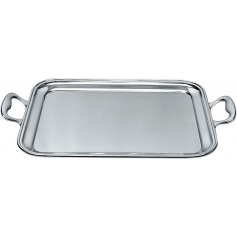 Rectangular tray with handles in 18/10 stainless steel mat - 340/50