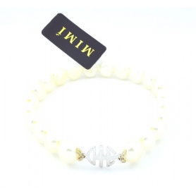 Mimi Elastisches Armband mit weißem Gold Logo-B040B01-B
